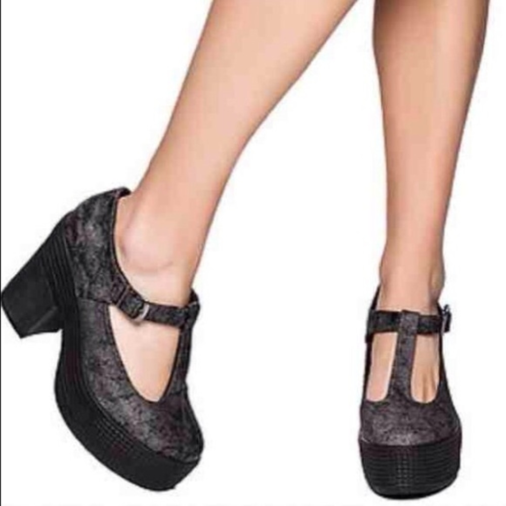 Jeffery Campbell Grey T-Strap Platform Heels